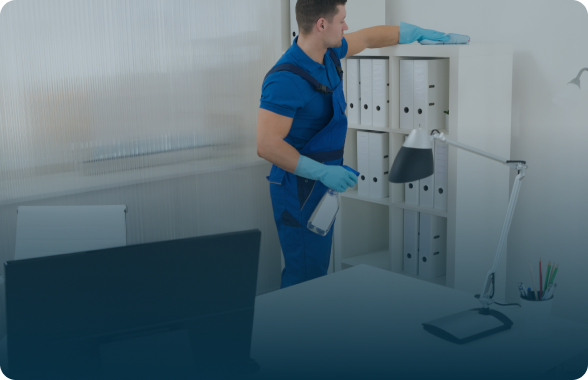 person cleaning an office